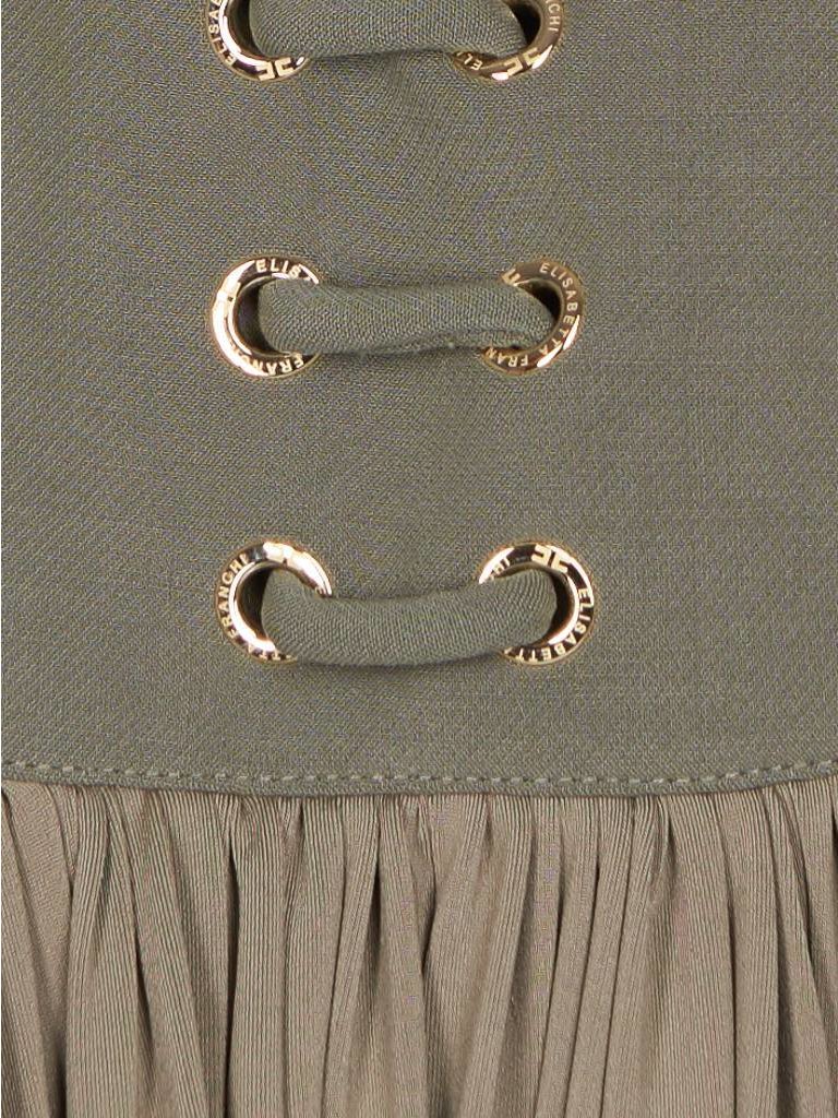 Elisabetta Franchi Long dress with lace army green