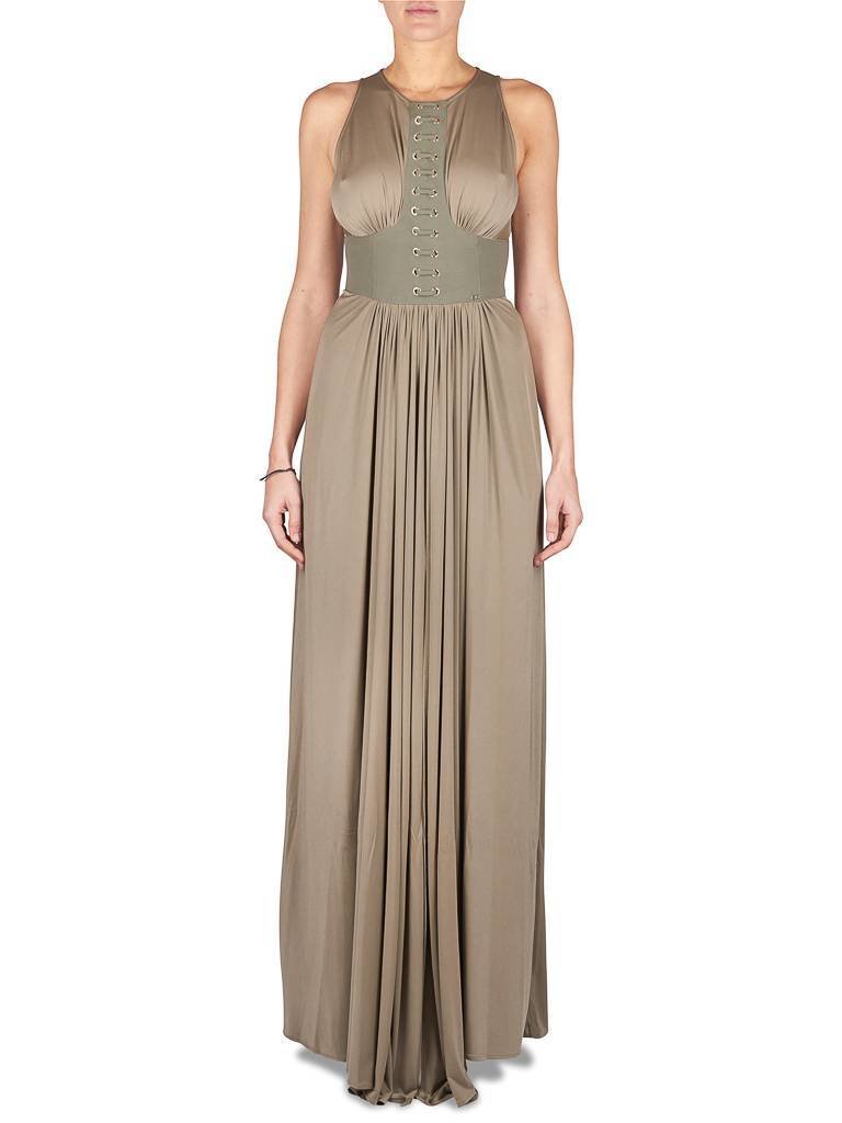 Elisabetta Franchi Lange jurk met veter legergroen