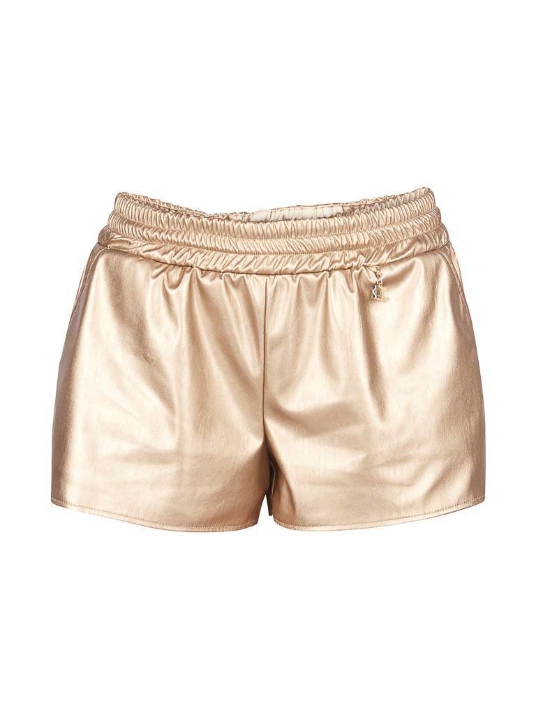 Elisabetta Franchi Lederimitat Shorts Gold