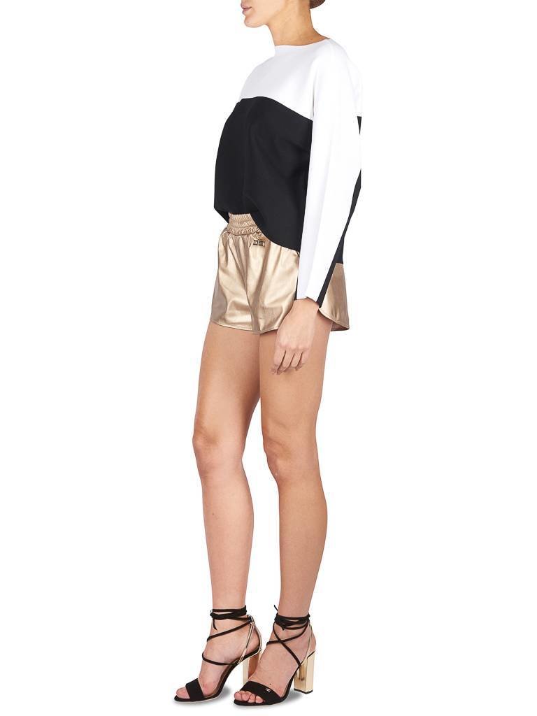 Elisabetta Franchi Lederimitat Shorts Gold