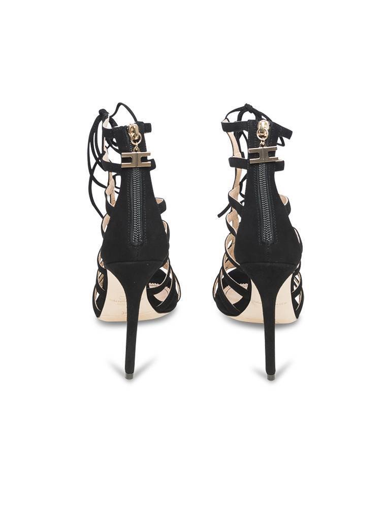 Elisabetta Franchi Spitze Sandalen Schwarz