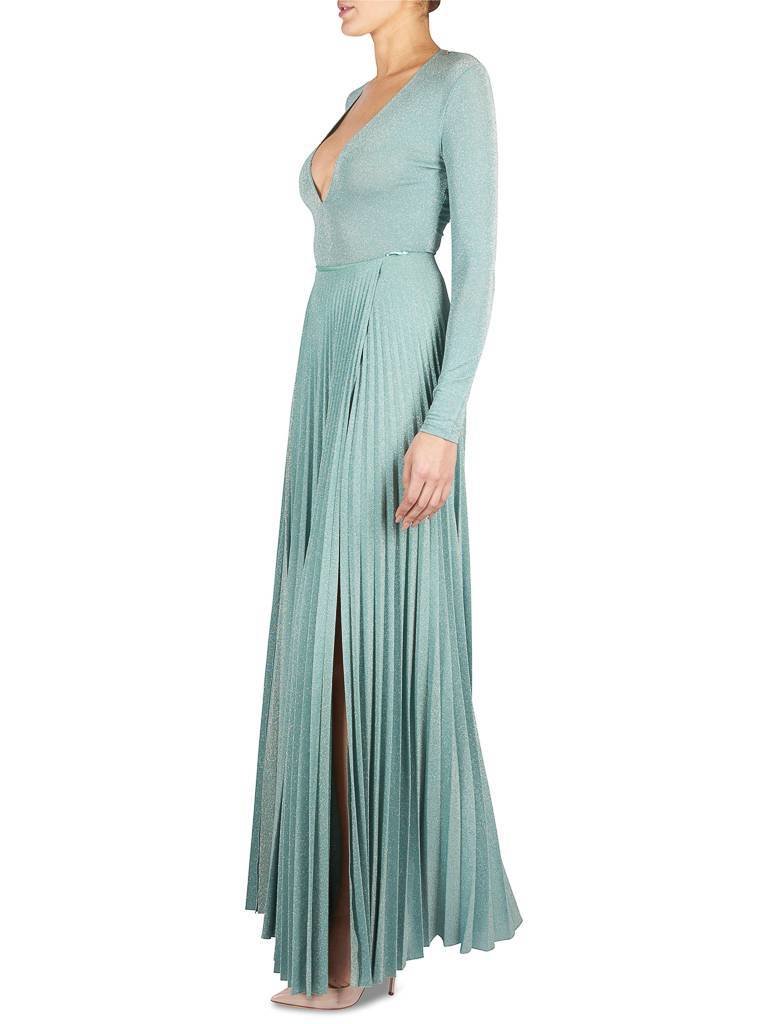 Elisabetta Franchi Lurex mintgrün Faltenrock