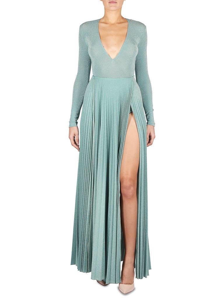 Elisabetta Franchi Lurex mintgrün Faltenrock