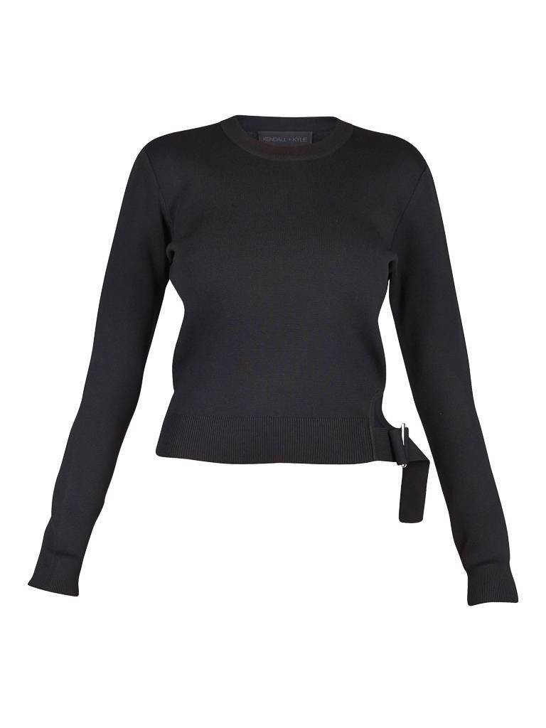 Kendall + Kylie Side buckle sweater zwart