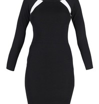 Kendall + Kylie Bodycon Kleid mit weißen Streifen schwarz