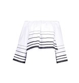 Kendall Kylie + Printed Wegschulter weißes Top