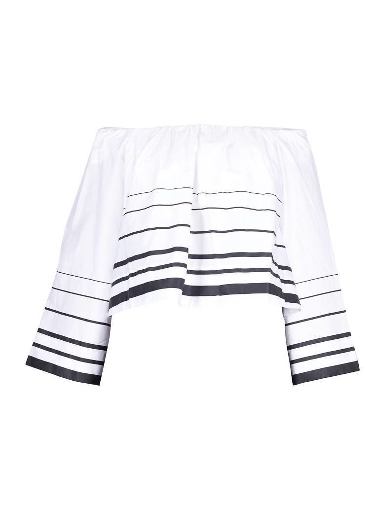 Kendall Kylie + Printed Wegschulter weißes Top