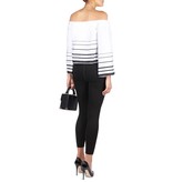 Kendall Kylie + Printed off-shoulder white top