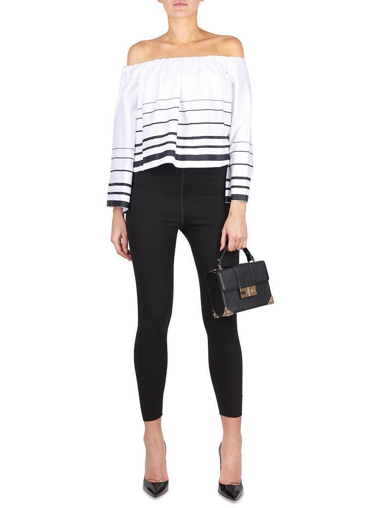 Kendall Kylie + Printed off-shoulder white top