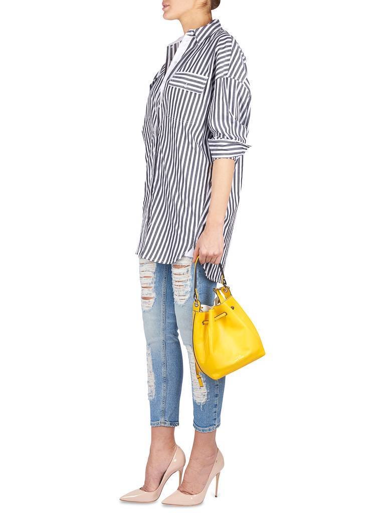 Kendall + Kylie Oversized gestreepte blouse wit-zwart