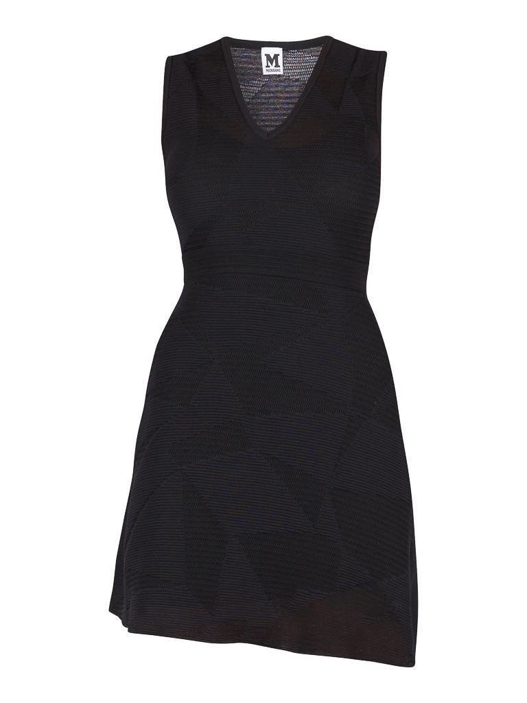 M Missoni ärmellos V-Ausschnitt schwarzes Kleid