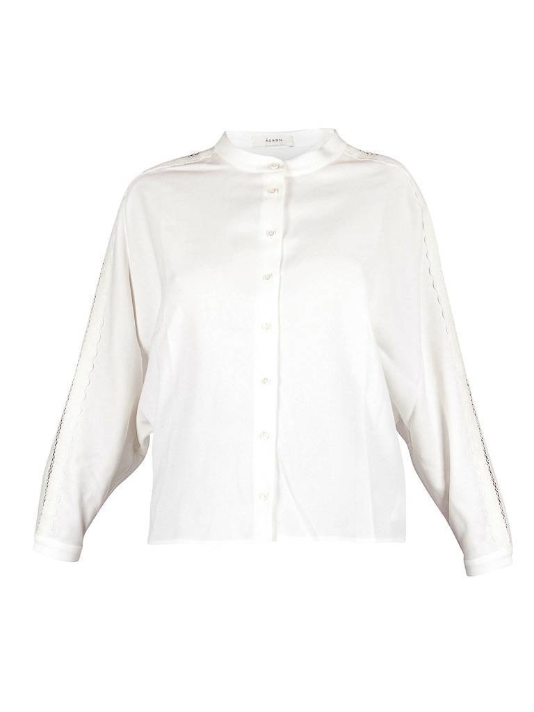 Áeron Oversized blouse met details om de mouw wit