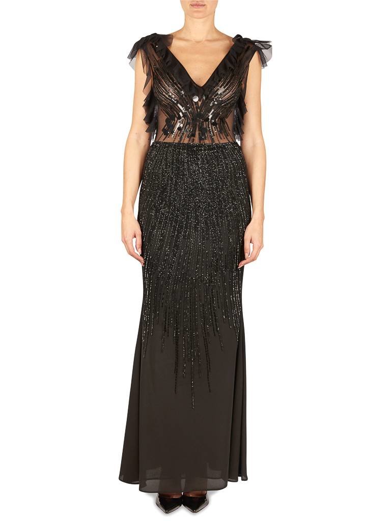 Elisabetta Franchi Maxi Rock mit schwarzen Pailletten