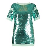 Elisabetta Franchi T-shirt jurk met pailletten turquoise
