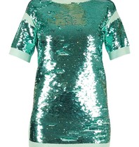 Elisabetta Franchi T-Shirt-Kleid mit Pailletten türkisfarbe