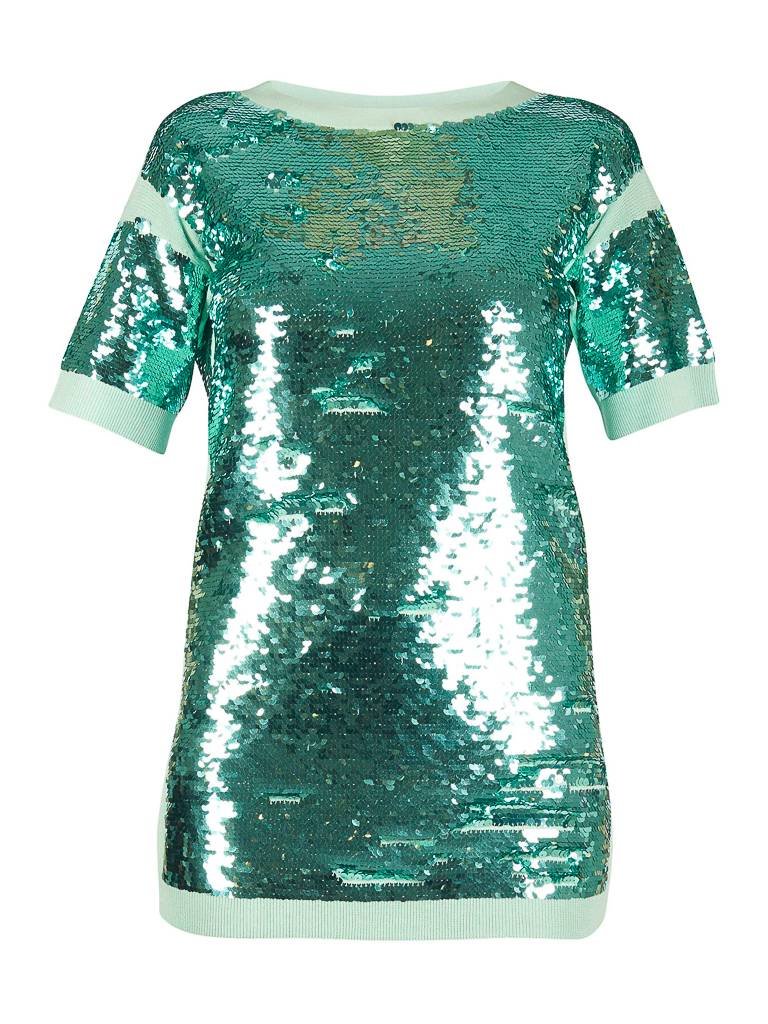 Elisabetta Franchi T-shirt dress with turquoise sequins