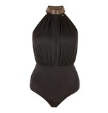 Elisabetta Franch Halterbody met kettingdetail zwart