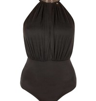 Elisabetta Franch Halter-Body mit Kettendetail schwarz