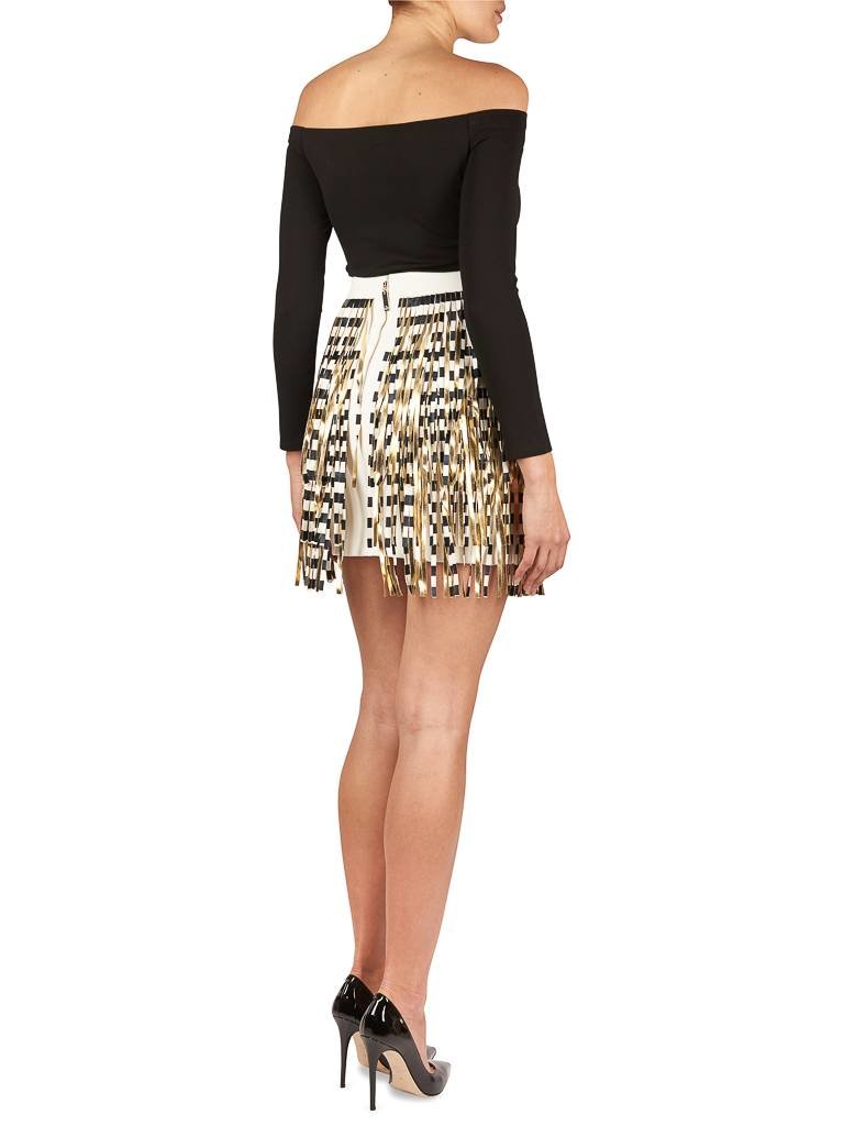 Kendall Kylie + Off-Schulter Langer Ärmel schwarz