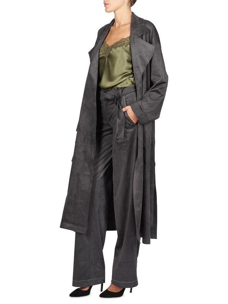 Áeron Wijde pantalon met ceintuur donkergrijs