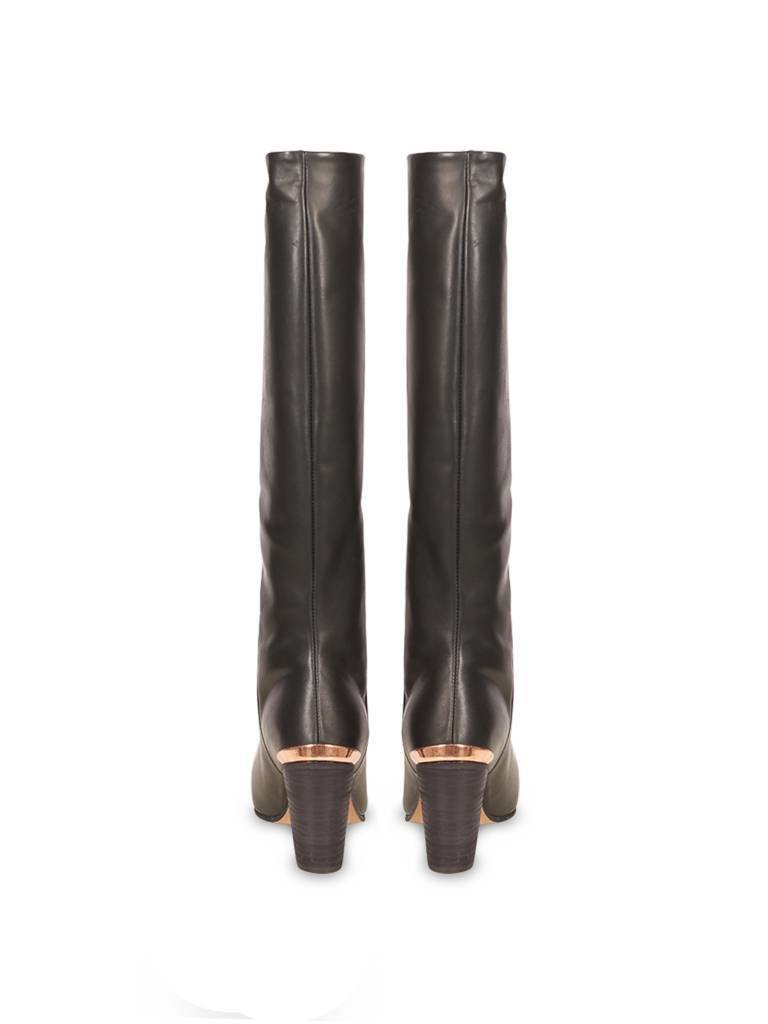 Avelon Knee High Boots black with rose gold detail