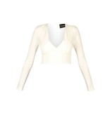 Atos Lombardini Crop-Top mit V-Ausschnitt weiß