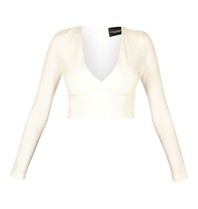 Atos Lombardini Crop top met v-hals wit