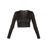 Atos Lombardini Crop-Top mit V-Ausschnitt schwarz