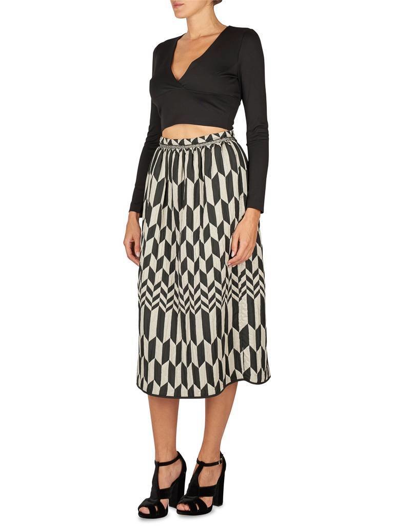 Atos Lombardini Crop-Top mit V-Ausschnitt schwarz