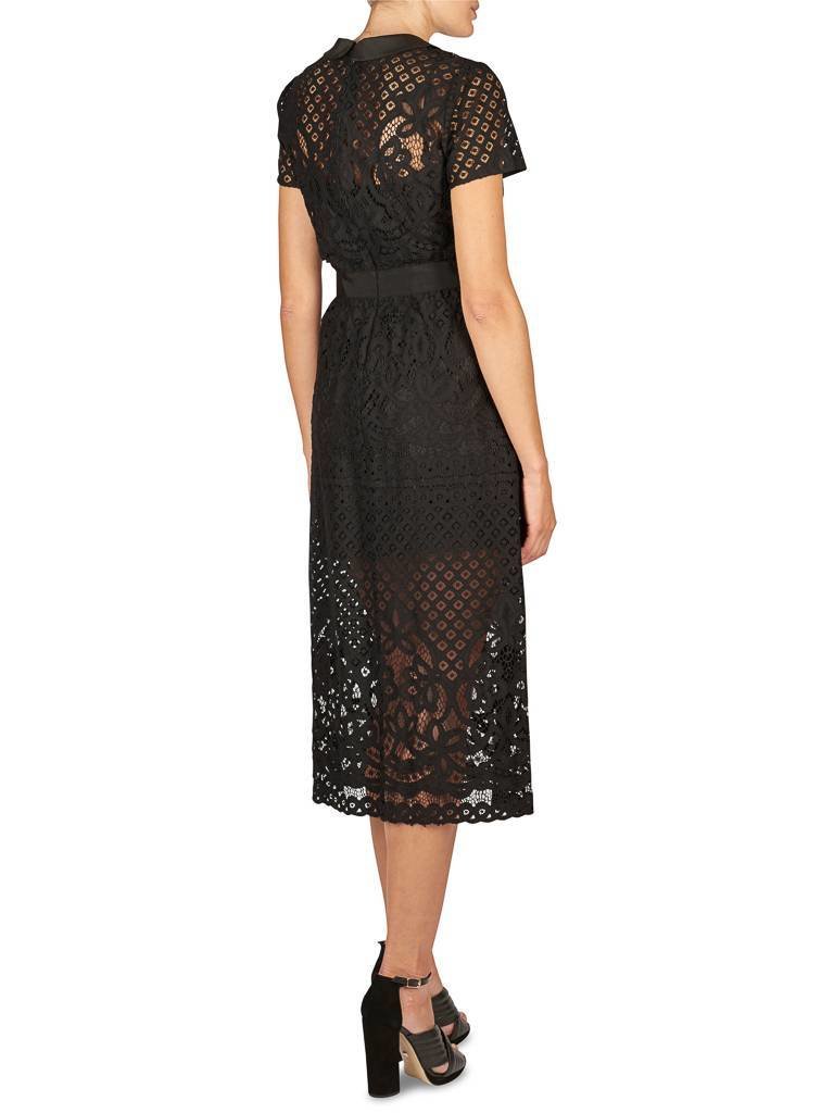 Atos Lombardini Lange jurk van kant zwart
