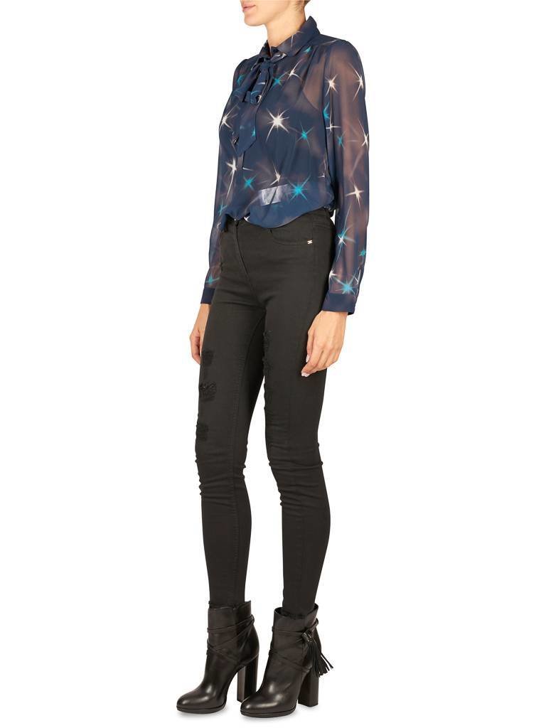 Atos Lombardini Blouse met sterrenprint blauw