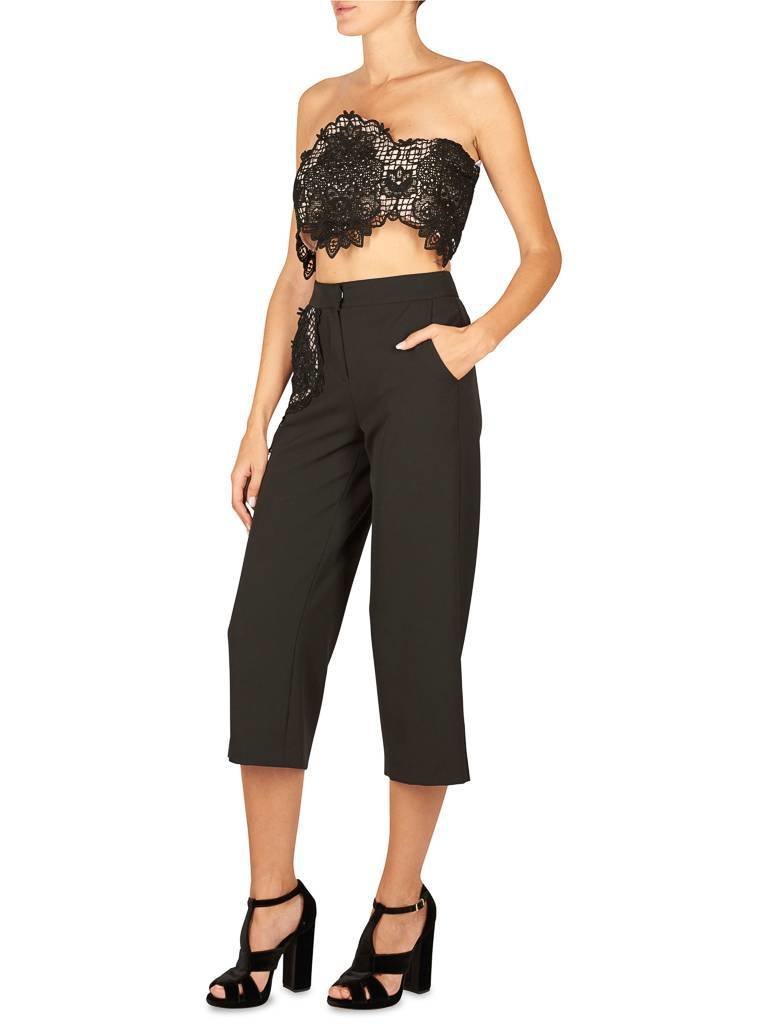 Atos Lombardini Trousers with lace detail black