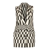 Atos Lombardini Mouwloze blazer geblokt zwart-wit