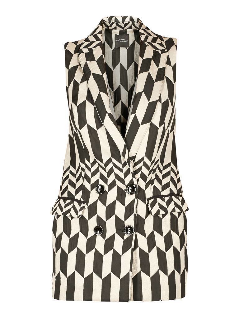 Atos Lombardini Ärmellos karierten Blazer schwarz und weiß