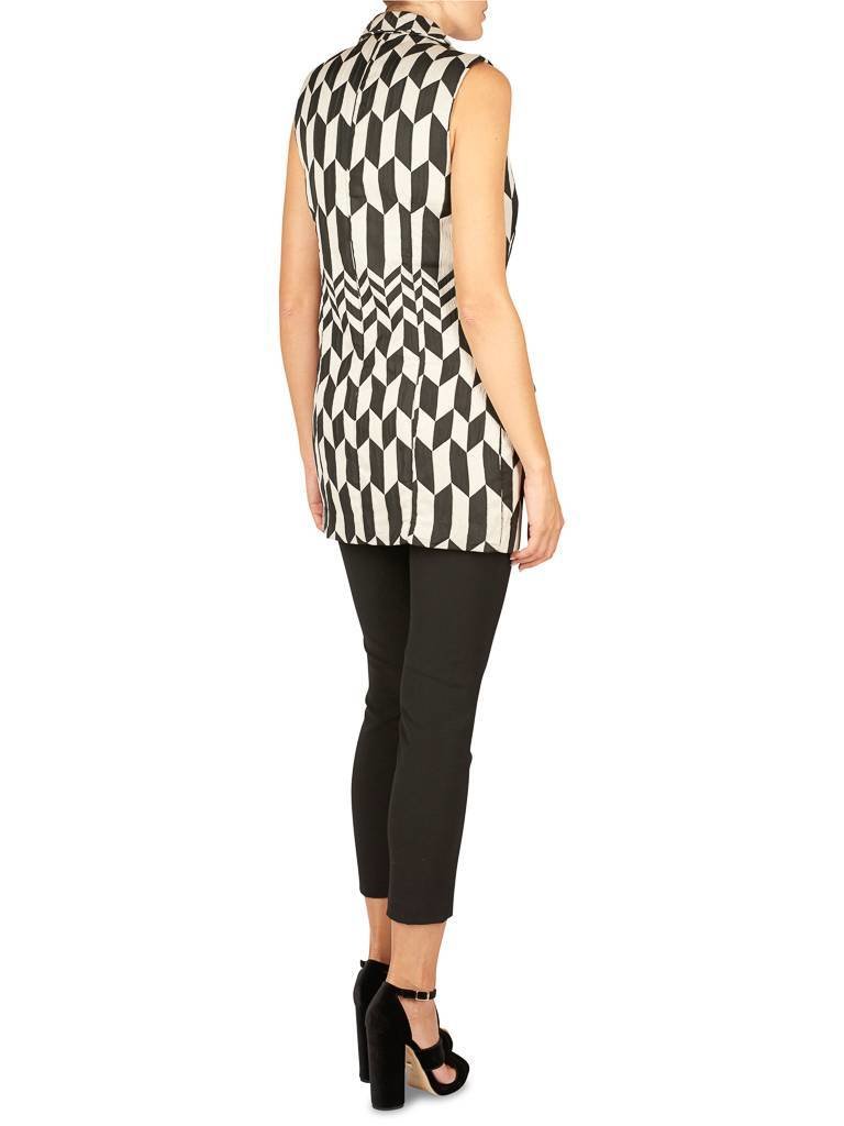 Atos Lombardini Ärmellos karierten Blazer schwarz und weiß