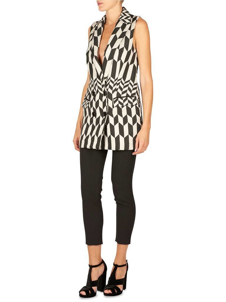 Atos Lombardini Sleeveless blazer checkered black-white