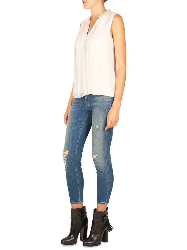 Atos Lombardini Mouwloze plissé top poederroze