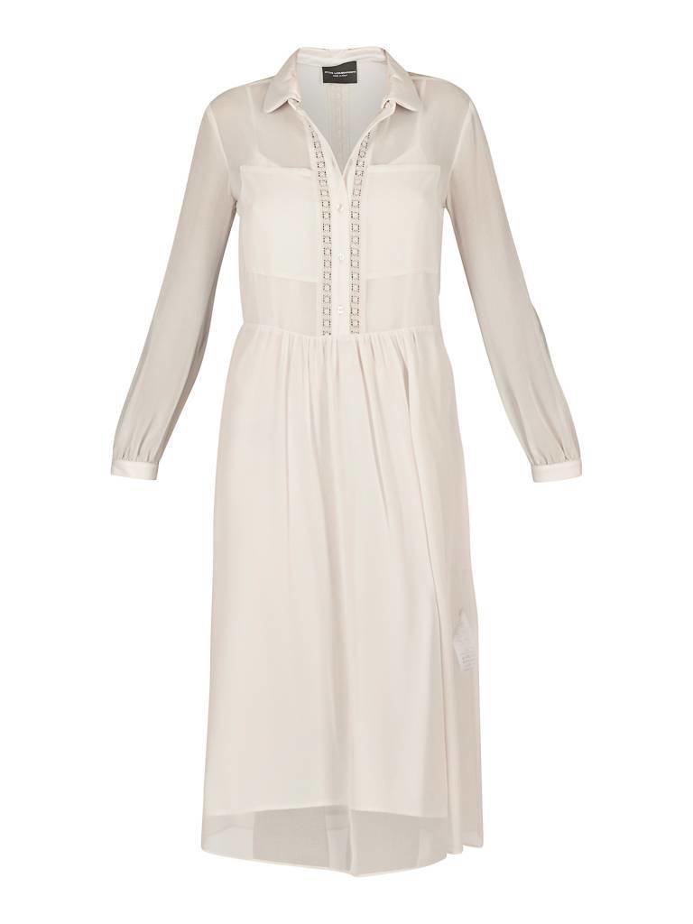 Atos Lombardini Jurk met leren kraag poederroze