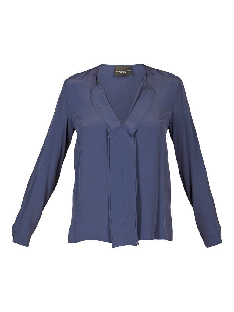 Atos Lombardini V-neck blouse dark blue