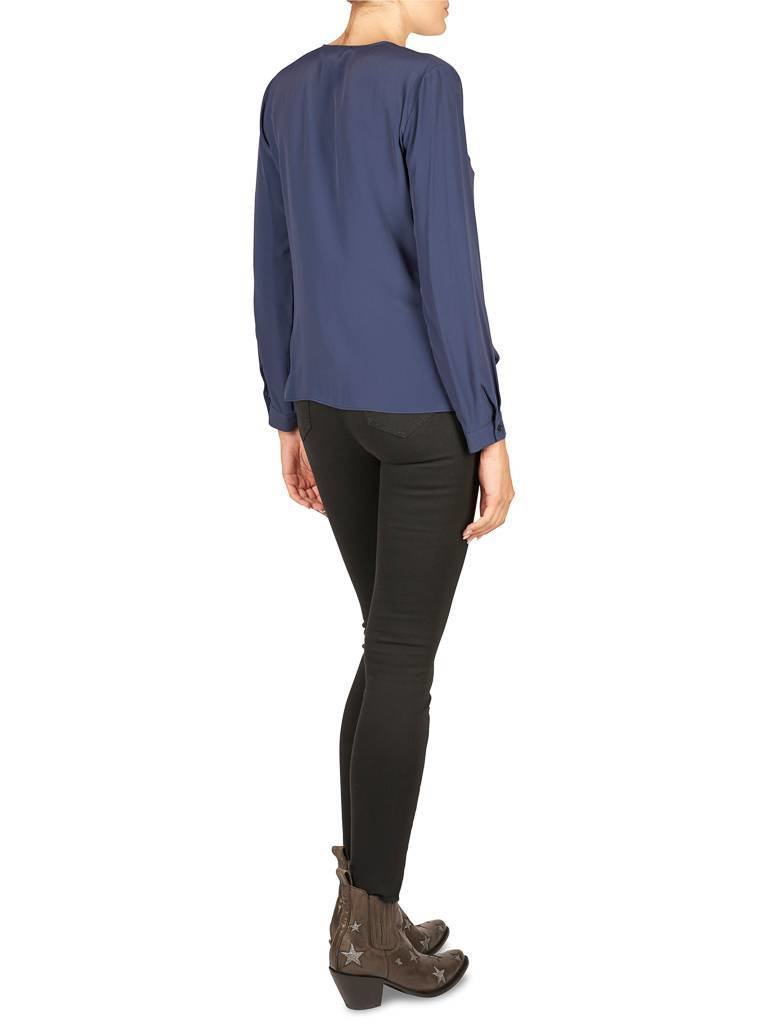 Atos Lombardini Bluse mit V-Ausschnitt dunkelblau