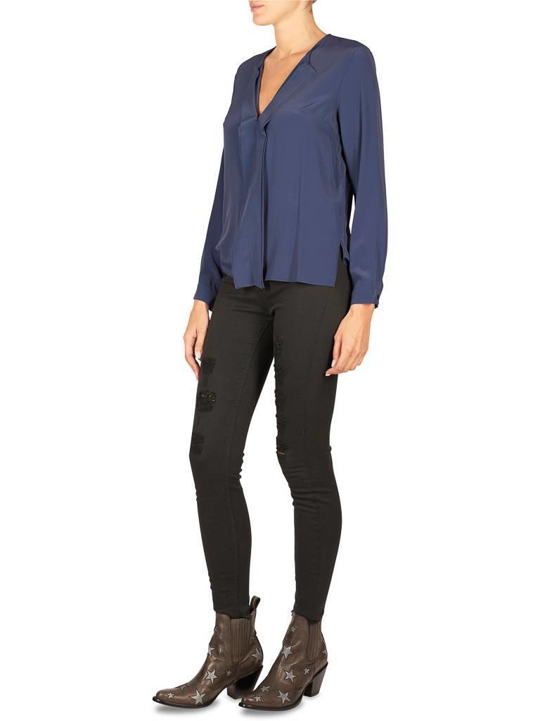 Atos Lombardini Blouse met v-hals donkerblauw