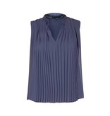 Atos Lombardini Mouwloze plissé top donkerblauw
