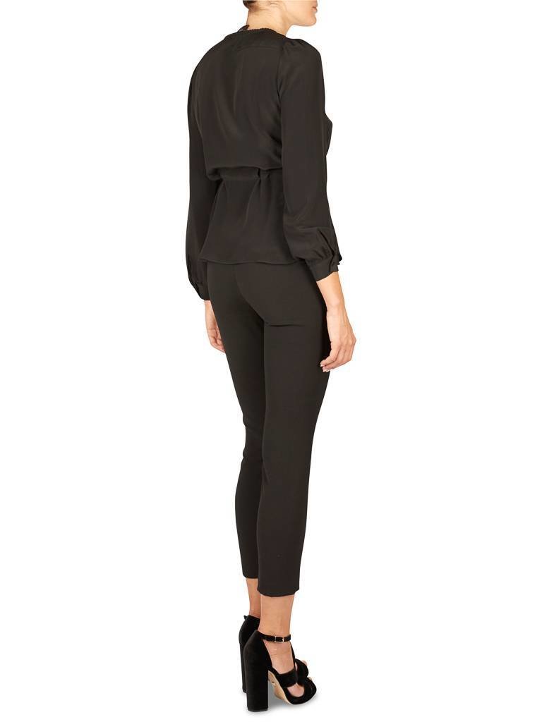 Atos Lombardini Blouse met strikceintuur zwart