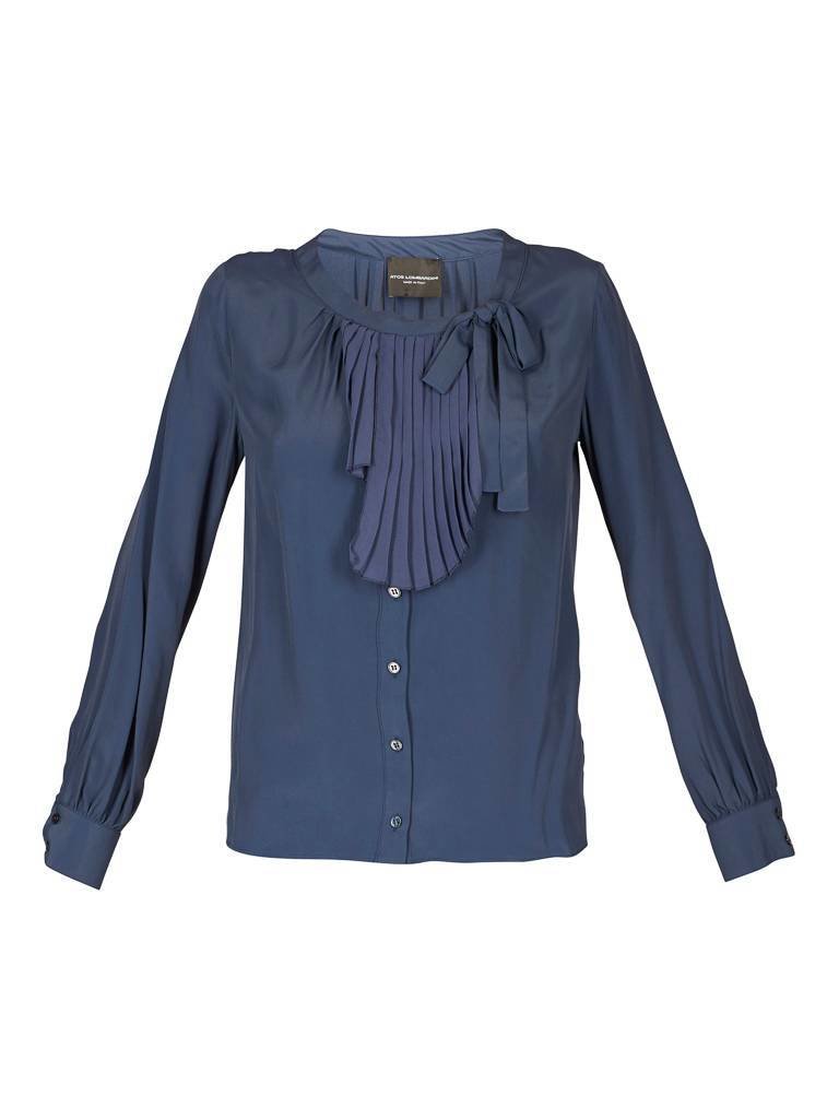 Atos Lombardini Blouse met strik donkerblauw