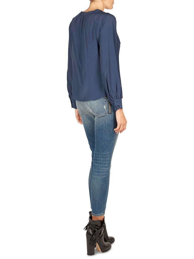 Atos Lombardini Bluse mit Schleife dunkelblau