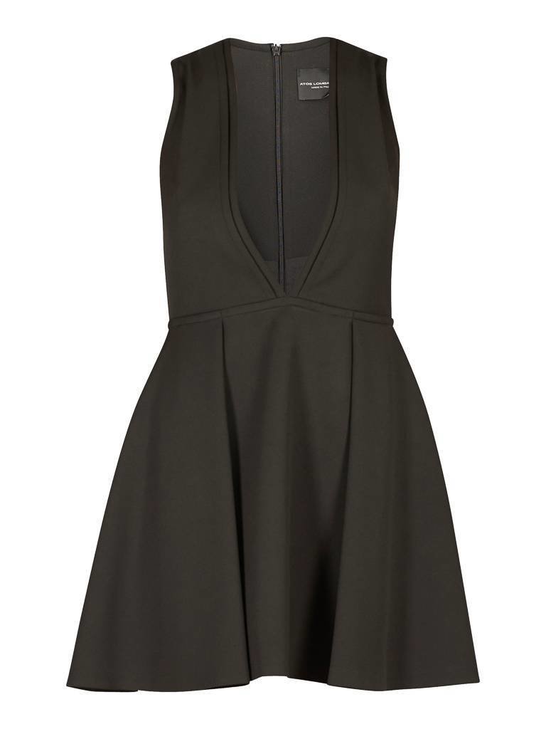 Atos Lombardini Kleid mit tiefem V-Ausschnitt schwarz