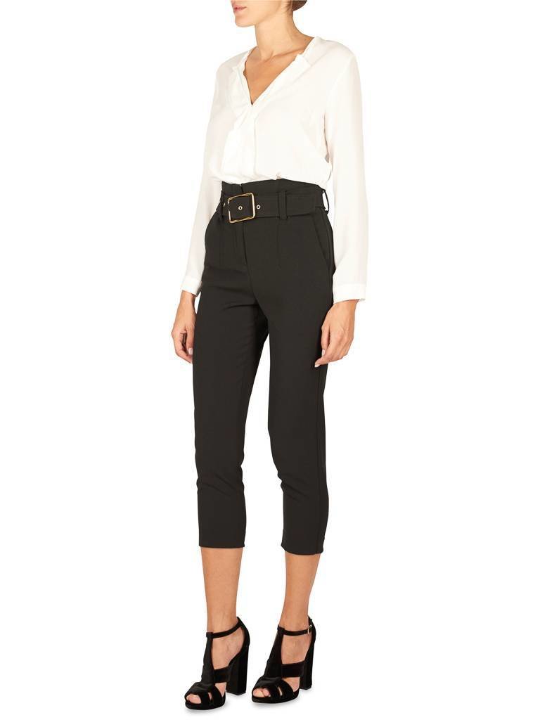 Atos Lombardini Pantalon met tailleriem zwart