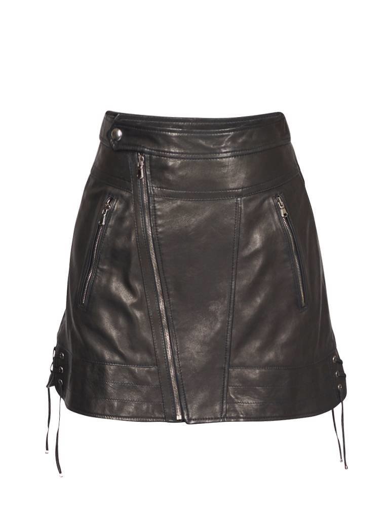 Diesel Black Gold Leather Skirt Black