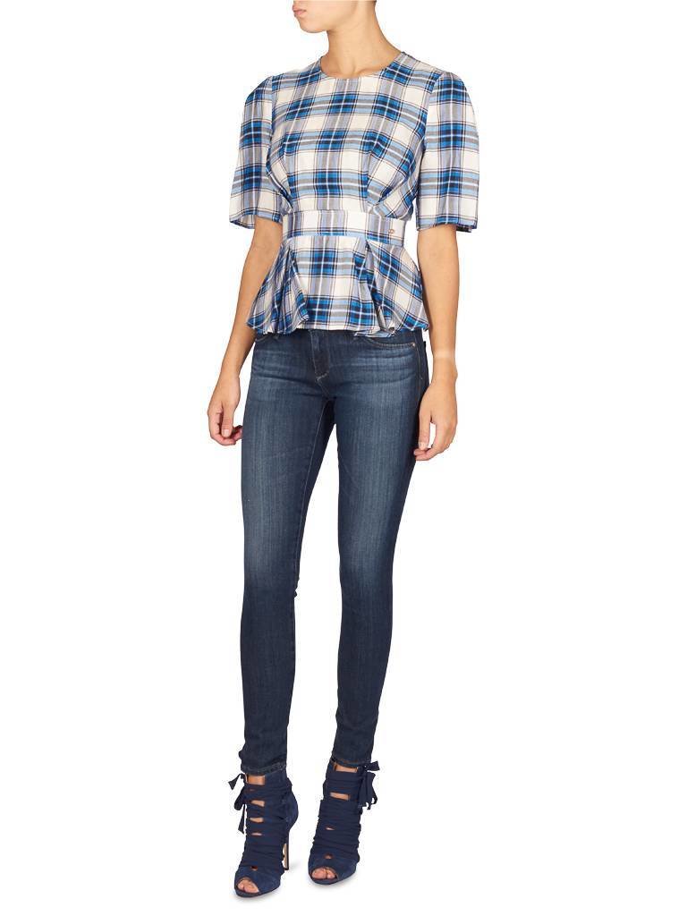 Elisabetta Franchi Bluse blau kariert