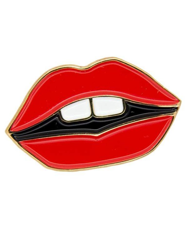 GODERT.ME Red lips pin goud